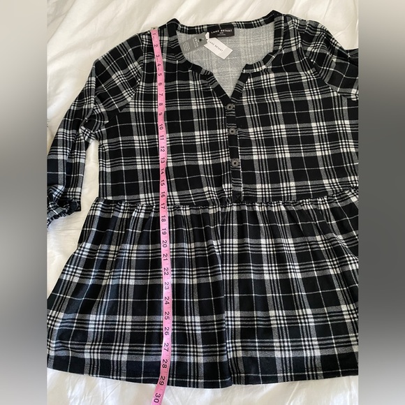 Lane Bryant plaid babydoll top, size 18-20, swing collection, black&white(NWT) - Picture 12 of 12